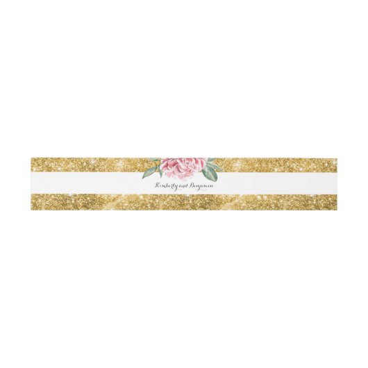 Bandeau De Faire-part Parties scintillant d'or rayures et Mariage blanc  (Plat)