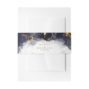 Bandeau De Faire-part Parties scintillant en marbre Mariage Marine Blue 