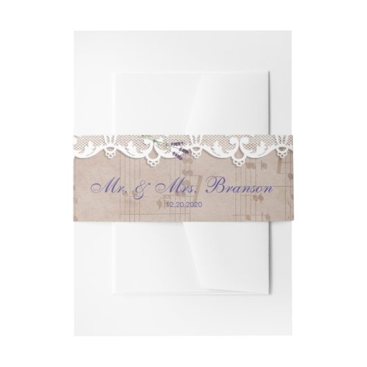 Bandeau De Faire-part Partition romantique Lavender Lace Mariage (Devant example)