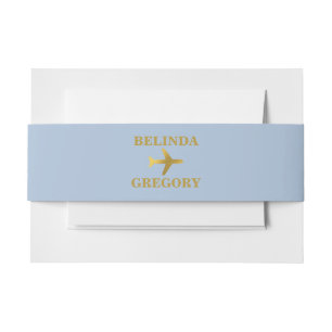 Bandeau De Faire-part Passeport Mondial Mariage de Destination Bleu Or