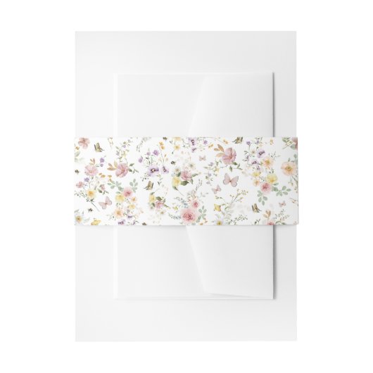 Bandeau De Faire-part Pastel Fleur sauvage Butterfly Garden Motif (Devant example)