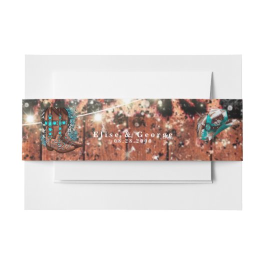 Bandeau De Faire-part Pays Ouest Turquoise Mariage en bois sur mesure (Devant Example)