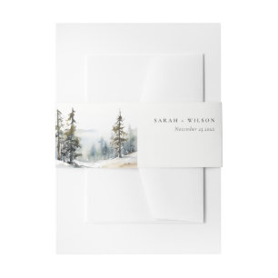 Bandeau De Faire-part Paysage des neiges d'hiver Mariage d'aquarelle