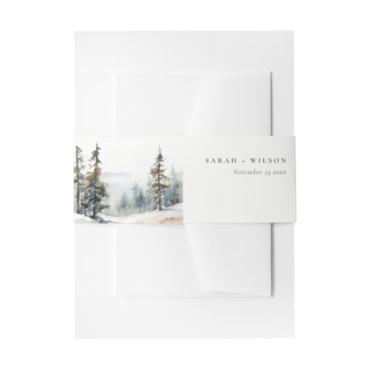 Bandeau De Faire-part Paysage des neiges d'hiver Mariage d'aquarelle (Devant example)