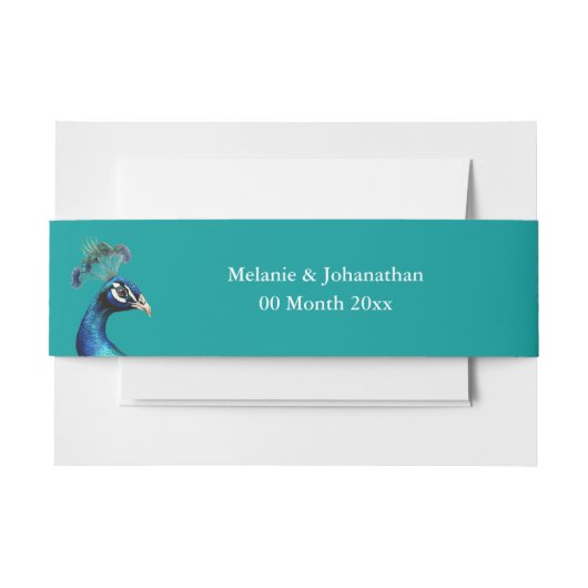 Bandeau De Faire-part Peacock head turquoise bleu jardin extérieur maria (Devant Example)