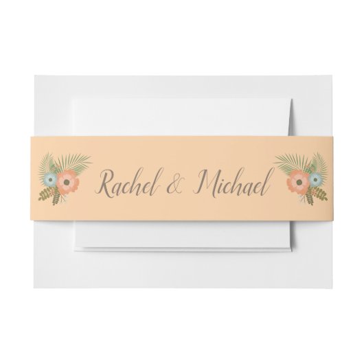 Bandeau De Faire-part Pêche et Turquoise plage Floral Tropical (Devant Example)