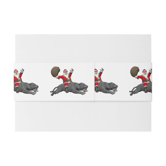 Bandeau De Faire-part Père Noël Monte Une Panthère Grise (Dos exemple)