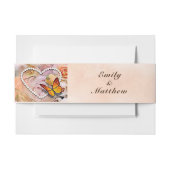 Bandeau De Faire-part Perles de Coeur, Roses Orange & Papillons Mariage (Devant Example)