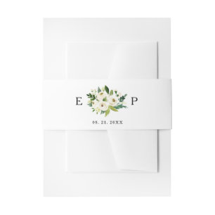 Bandeau De Faire-part Personnalisé Monogramme Roses blanches Invitation 