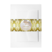 Bandeau De Faire-part Photo Retro Gold Green Mariage damassé (Devant example)