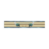 Bandeau De Faire-part Pics bleu-vert or sur soie vert émeraude (Plat)