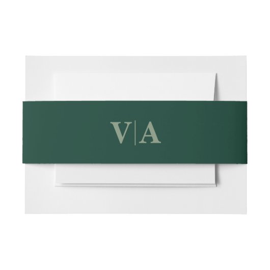 Bandeau De Faire-part Pin d'hiver vert avec Monogramme Mariage (Devant Example)