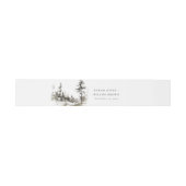 Bandeau De Faire-part Pine Woods Mountain Paysage Mariage de croquis (Plat)