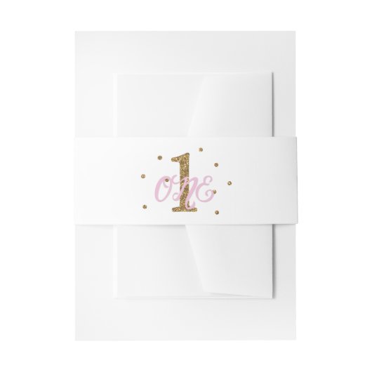 Bandeau De Faire-part Pink & Gold Girls ONE 1er anniversaire (Devant example)