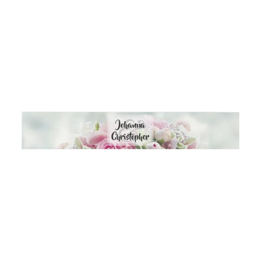 Bandeau De Faire-part Pink Pastel Roses Mariage de script en gras (Plat)