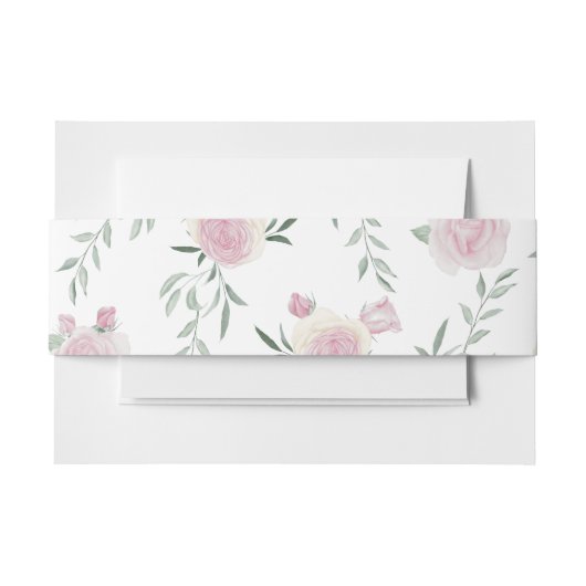 Bandeau De Faire-part Pink Rose and Greenery Pattern (Devant Example)