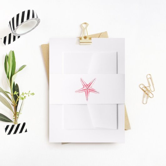 Bandeau De Faire-part Pink Starfish Belly Band, Mariage plage