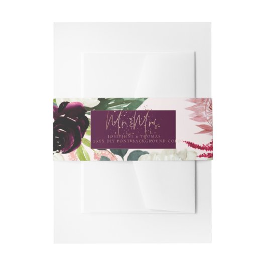 Bandeau De Faire-part PixDezines Aquarelle Fleur rustique, Bourgogne+Blu (Devant example)