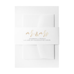 Bandeau De Faire-part PixDezines Blush Pink+Faux Gold M+Mme
