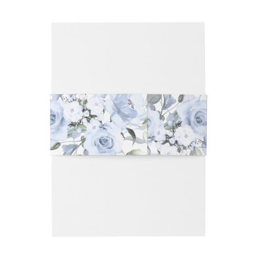 Bandeau De Faire-part PixDezines Roses Bleu Poussiéreux Aquarelle Bande  (Dos Example)