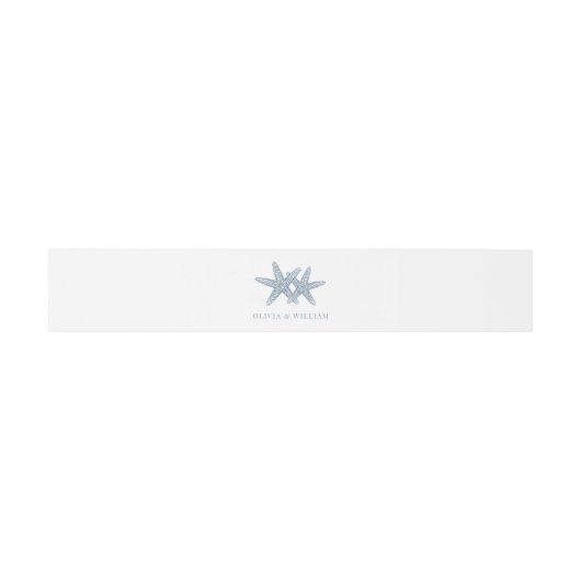 Bandeau De Faire-part Plage Minimale Starfish Mariage Dusty Blue (Plat)