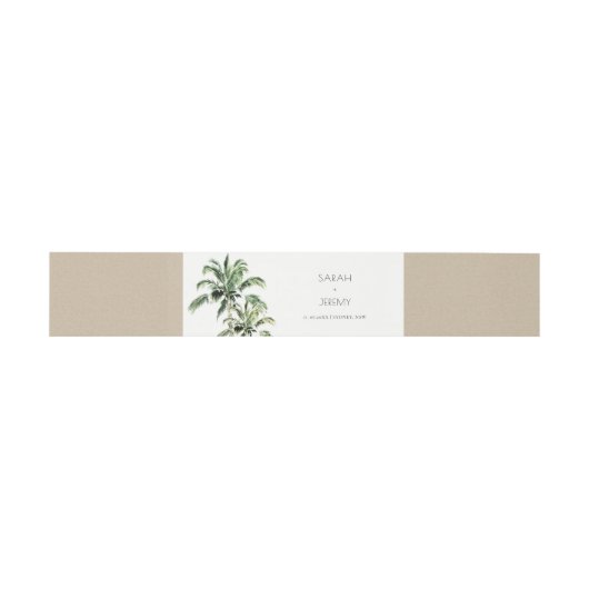 Bandeau De Faire-part Plage tropicale Palm Trees Mariage aquarelle (Plat)