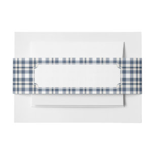 Bandeau De Faire-part Plaid blanc bleu 1