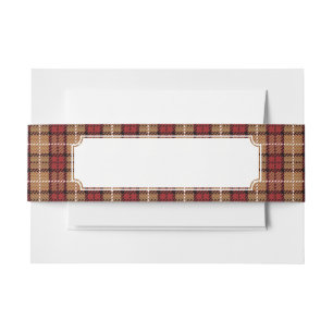 Bandeau De Faire-part Plaid de pixel en rouge et or
