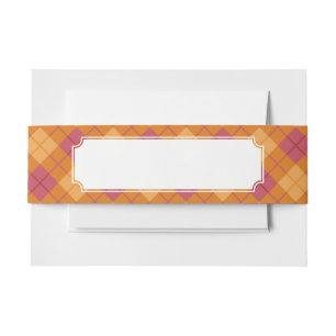 Bandeau De Faire-part Plaid polarisé dans l'orange et le rose