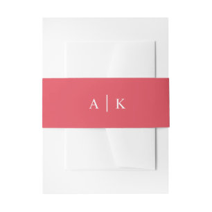 Bandeau De Faire-part Plaques monogrammes simples bande de ventre rouge 
