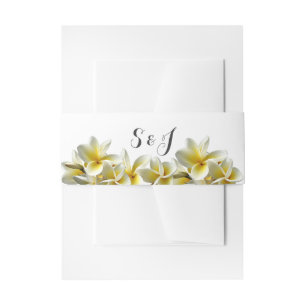 Bandeau De Faire-part Plumeria Jaune Mariage Monogram Belly Band