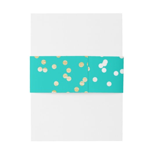 Bandeau De Faire-part Points Confetti Turquoise Bleu & Or brillants Mode (Dos Example)
