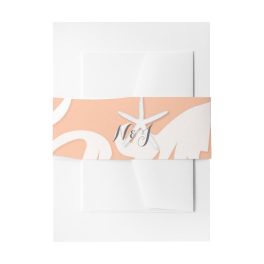 Bandeau De Faire-part Poisson blanc Coral orange Mariage élégant (Devant example)