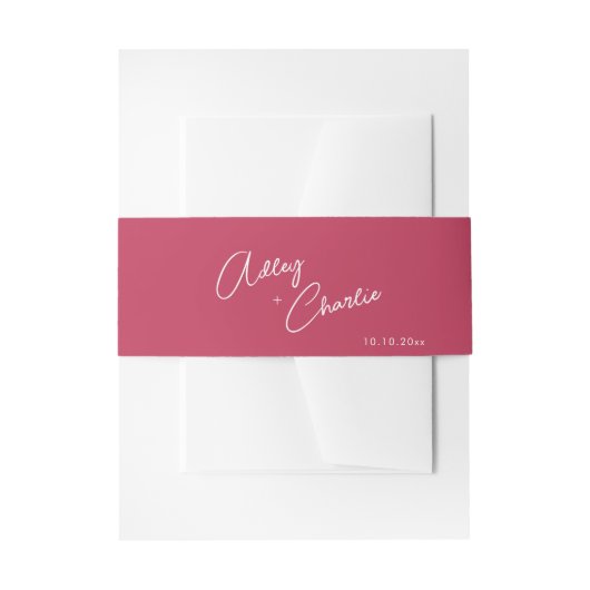 Bandeau De Faire-part Police cursive Viva Magenta et Mariage noir (Devant example)
