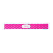 Bandeau De Faire-part Polka dot fleuron rose nom bande ventre (Plat)