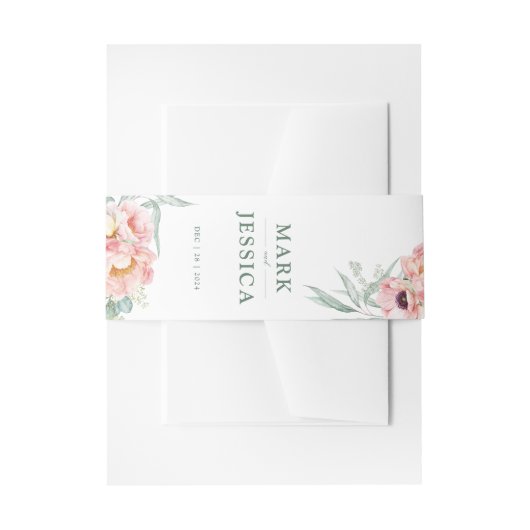 Bandeau De Faire-part Portrait de bande de Faire-part de mariage rose (Devant example)