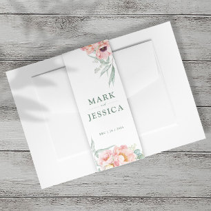 Bandeau De Faire-part Portrait de bande de Faire-part de mariage rose