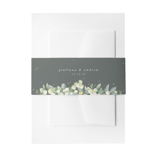Bandeau De Faire-part Portrait Mariage gris vert Snowberry+Eucalyptus (Devant example)