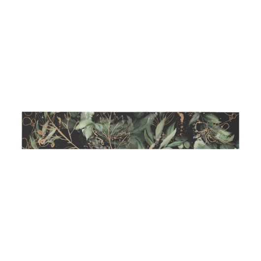 Bandeau De Faire-part Premium Black Gold Botanical Eucalyptus Green (Plat)