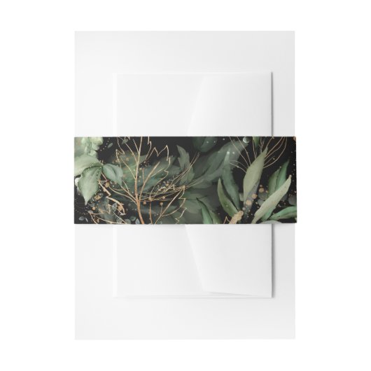 Bandeau De Faire-part Premium Black Gold Botanical Eucalyptus Green (Devant example)