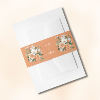 Bandeau De Faire-part Printemps Mariage Apricot Peach Floral