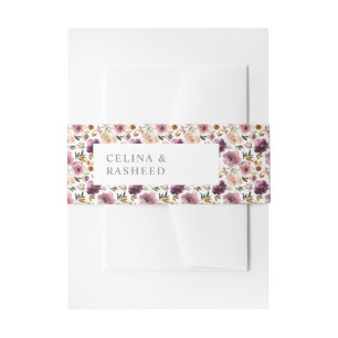 Bandeau De Faire-part Purple & Blush rose Floral Invitation Bande de ven