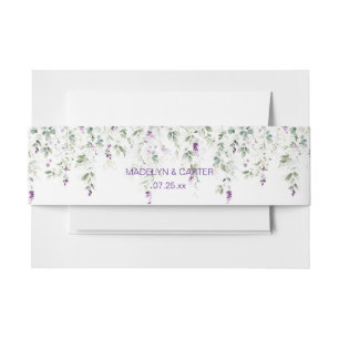 Bandeau De Faire-part Purple Lavender Pale Green Feuilles Belly Band