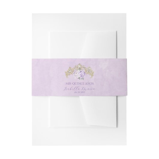 Bandeau De Faire-part Quinceañera en or violet (Devant example)