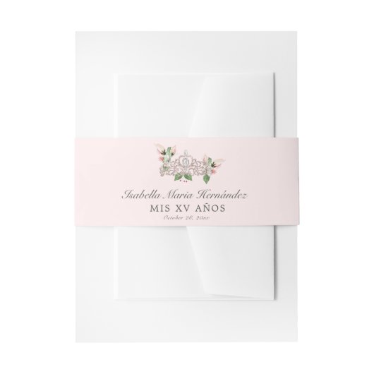 Bandeau De Faire-part Quinceañera rose élégant (Devant example)