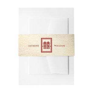Bandeau De Faire-part Rectangle classique Double Bonheur Mariage chinois