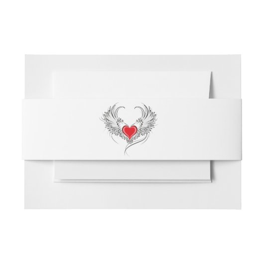 Bandeau De Faire-part Red Angel Coeur avec ailes (Devant Example)