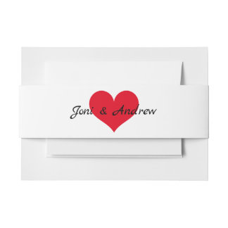 Bandeau De Faire-part Red Heart Monogram Invitation Bande de ventre