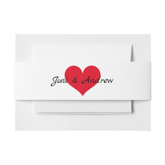 Bandeau De Faire-part Red Heart Monogram Invitation Bande de ventre (Devant Example)