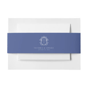 Bandeau De Faire-part Regency Era Blue Monogram Crest Mariage